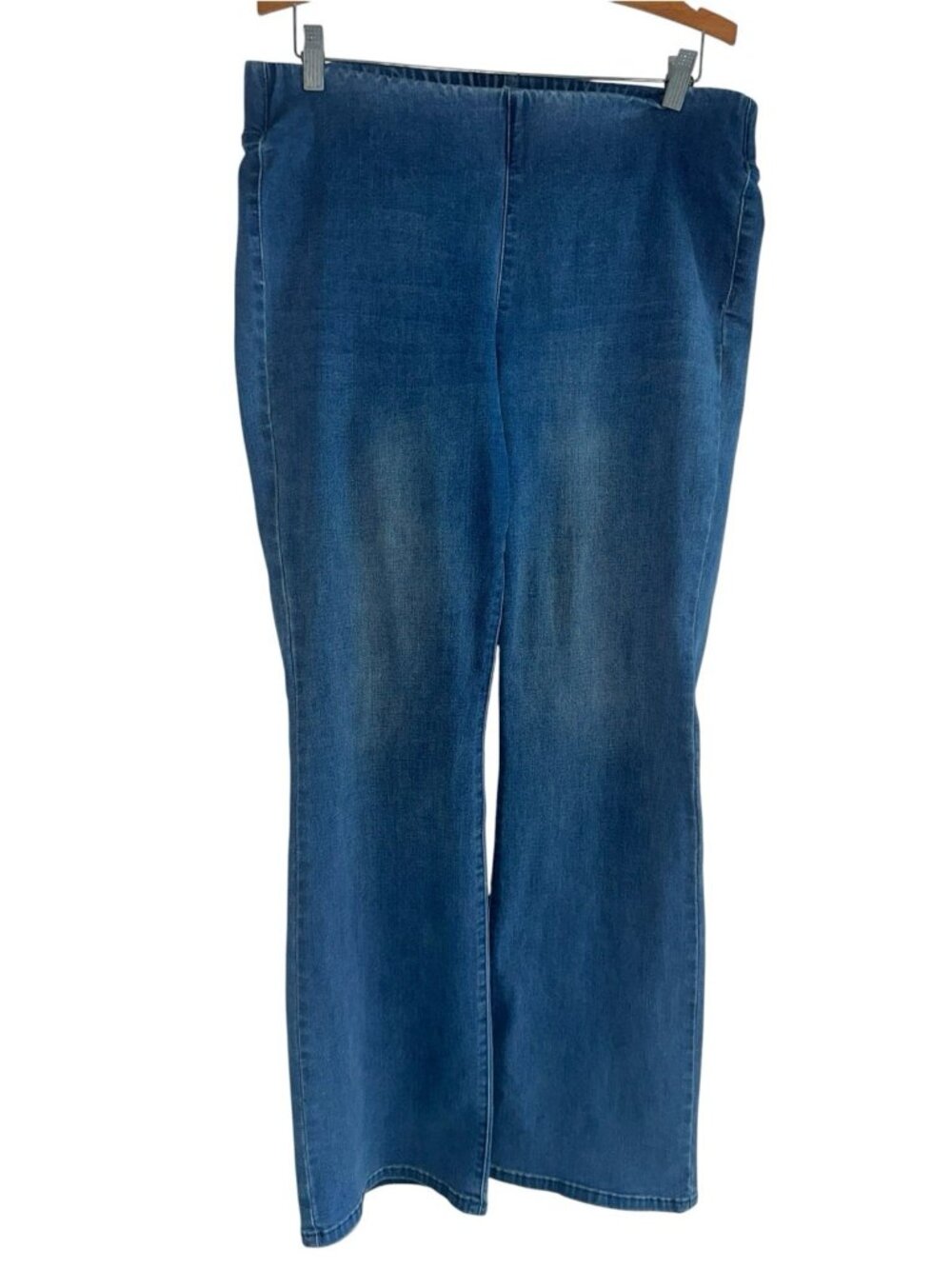 Soft Surroundings Womens Pull On Bootcut Jeans Sz M Medium Wash Minimalist